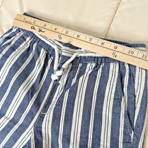 H&M Boys Striped Cotton Pants Size 7-8Y Blue White Roll Tab Cuffed Drawstring - Picture 6 of 11